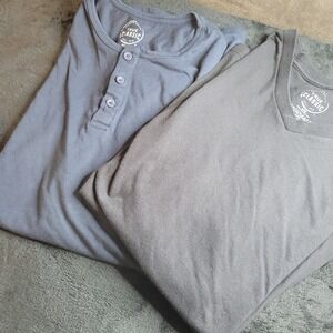 True Classic Mens XX Large NavyHenley Black V Neck T Shirt Pack Lot 2